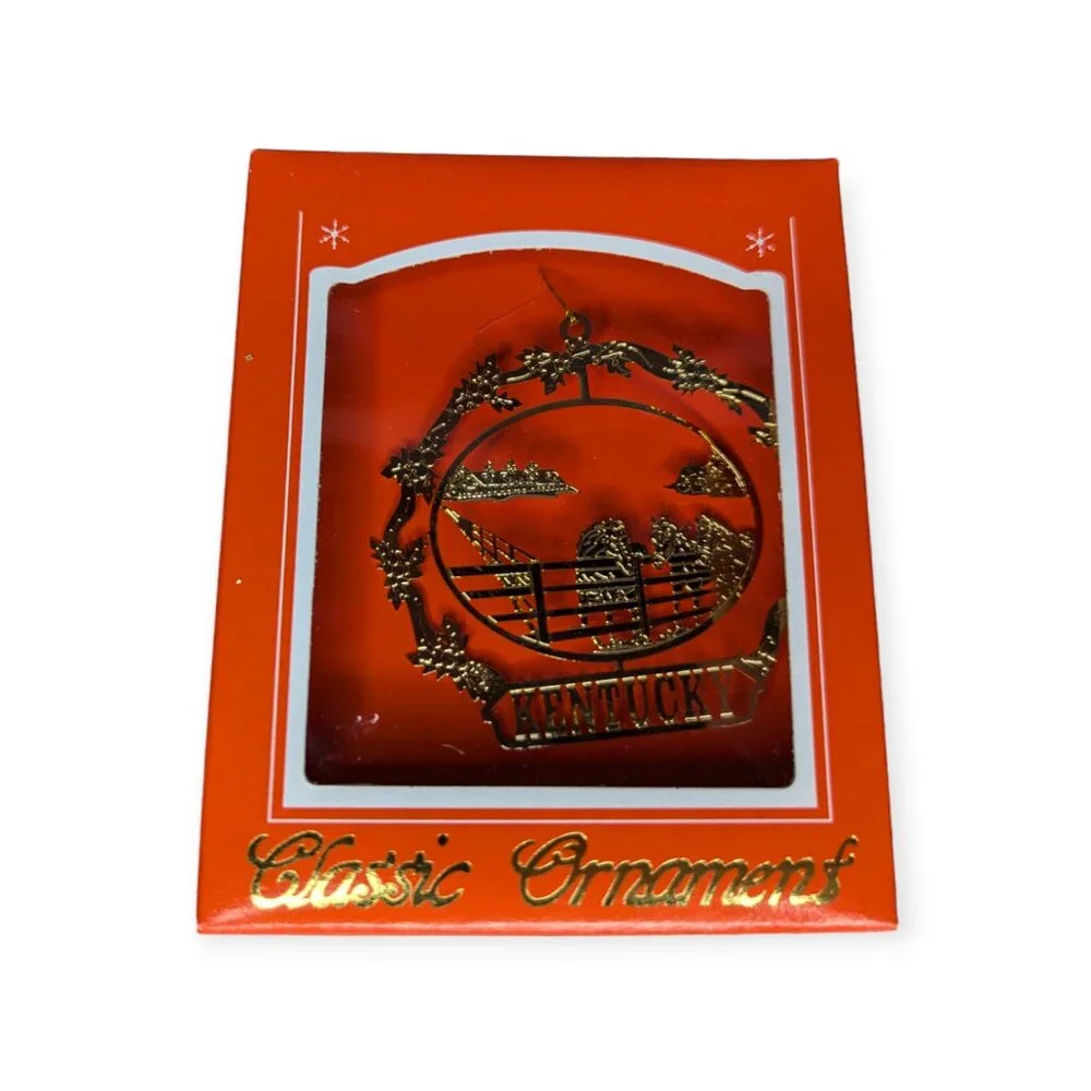 NWT Classic Ornament Gold Tone Kentucky Christmas Ornament
